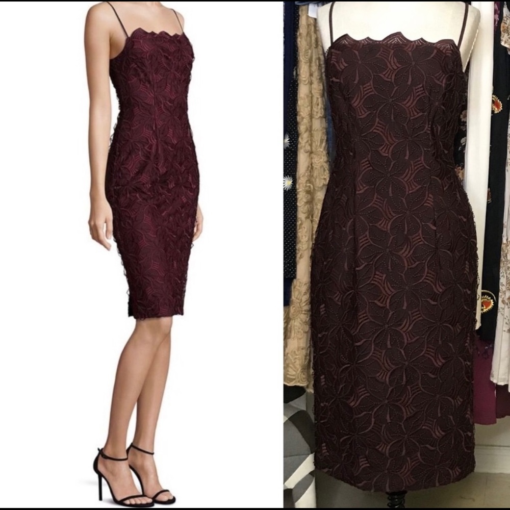 NWT BLACK HALO Burgundy Floral Sheath Dress 0